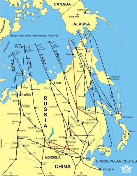 Routes  Amerique du Nord - Asia 